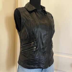 H&M Black Faux Leather Biker Vest